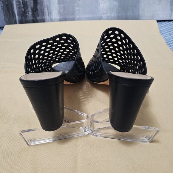 Loeffler Randall Black Perforated Leather Slip On , Open Toe Heels - Size 6 - Picture 3 of 9